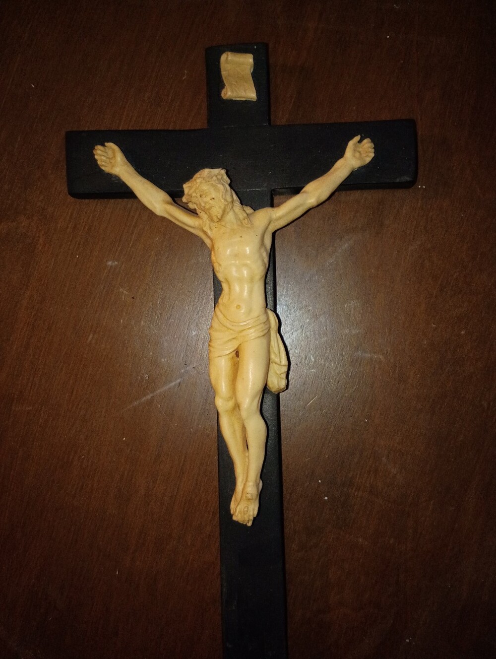 Wall Crucifix with Ivory  Christ Figure Made in Italy
